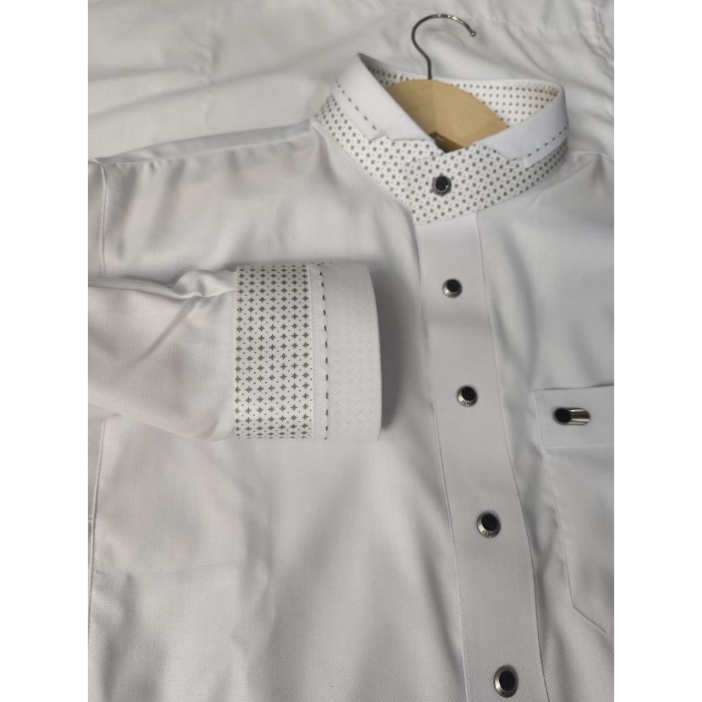 jubah putih al noor premium manset
