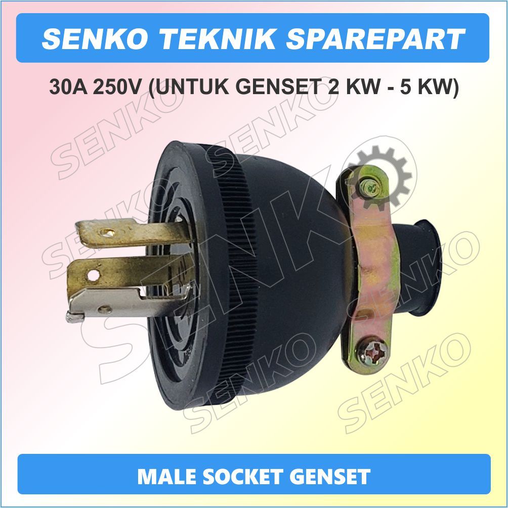 MALE SOCKET GENSET / COLOKAN GENSET KAKI 3 PUTAR 30A 250V / COLOKAN LISTRIK STEKER GENSET