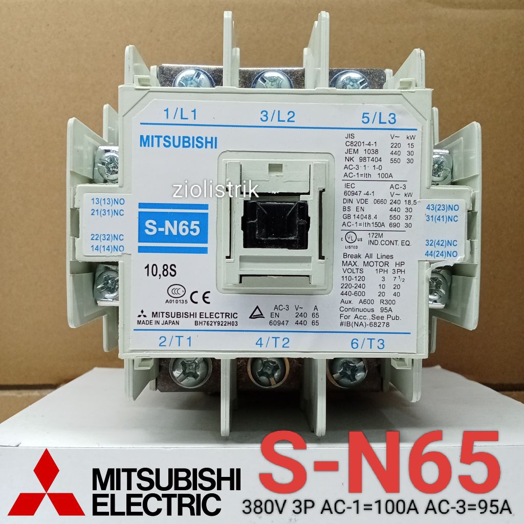 Contactor/kontaktor Mitsubishi S-N65/sn65/sn-65 380vac 3p 100a original