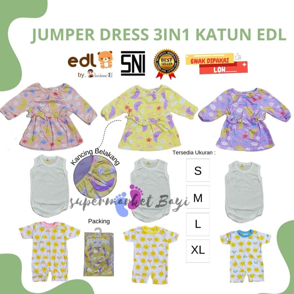 Jumper Dress 3IN1 EDL / Jumper Dress / Dress Anak Perempuan / Jumper 3 in 1 / Baju Setelan Anak / 33