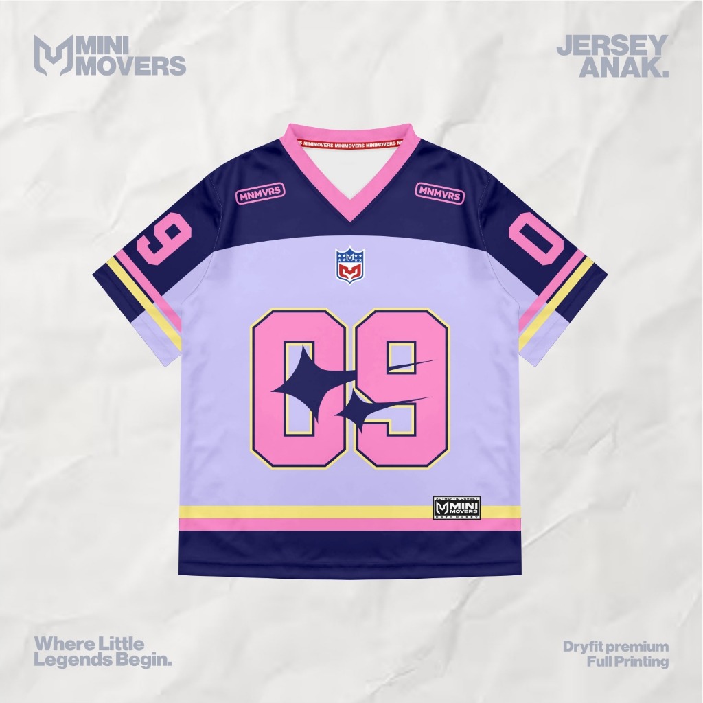 TRENDISHSTORE Jersey Anak Purple Bahan Dryfit Brazil Milano NFL Casual Rugby Size S-XL