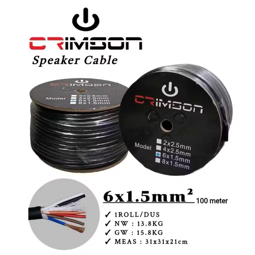Kabel speaker CRIMSON 6x1,5 6*1,5 6 x 1,5 6x1.5 audio serabut hitam ecer permeter