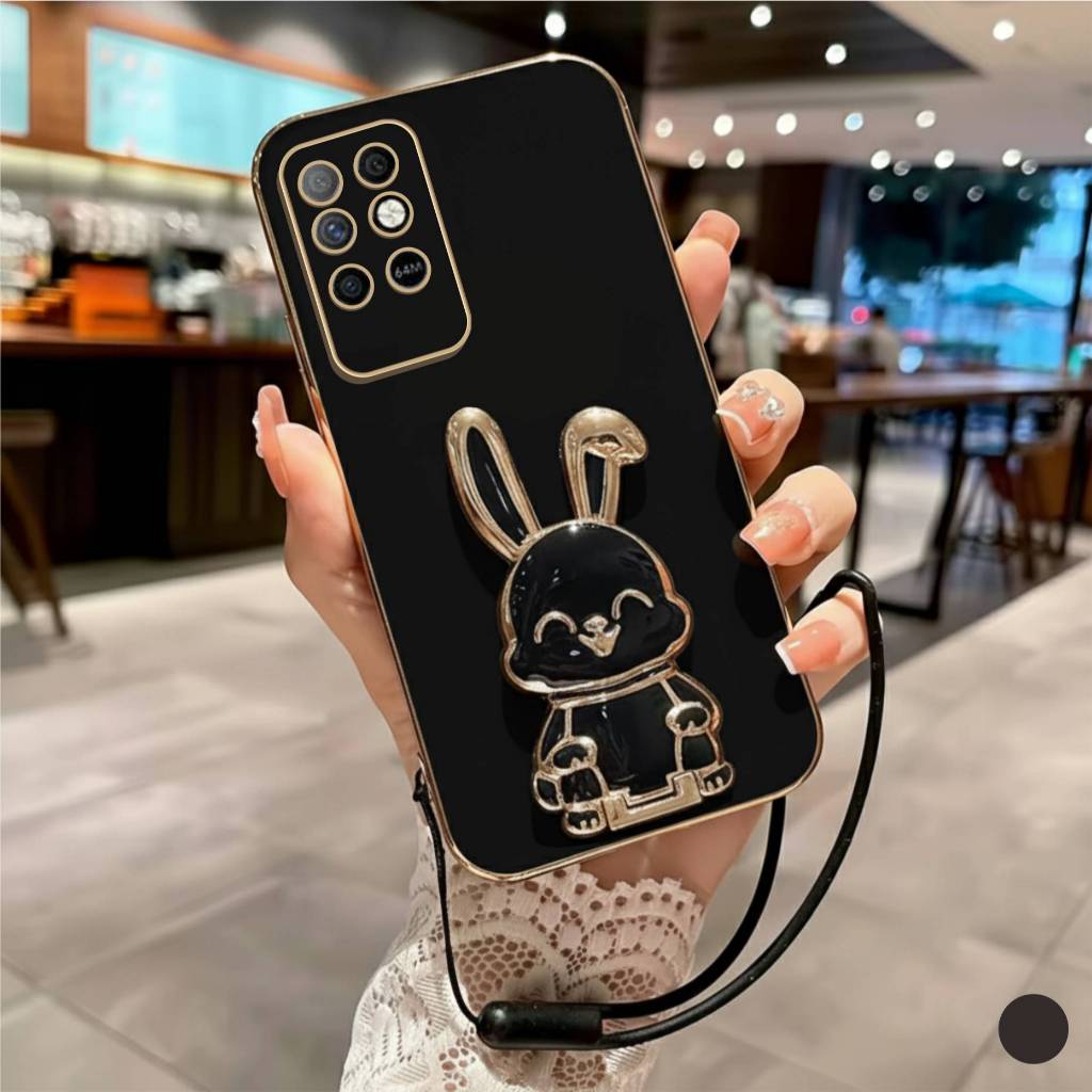 Soft Case Infinix Note 8 Casing Elektro Plating Bunny Hollder Free Tali Gantungan