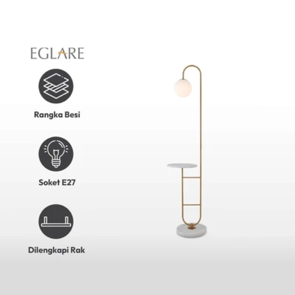 EGLARE DALTON LAMPU LANTAI STANDING E27/AZKO EGLARE FLOOR LAMP DALTON E27 BRASS/WHT/ACE HARDWARE LAM