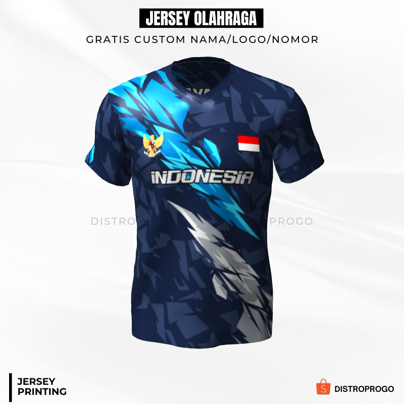 Kaos Jersey Futsal Biru Motif Abstrak 175 - Jersey Olahraga Full Printing