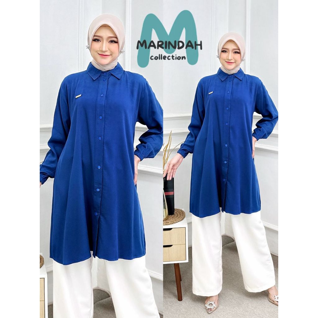 Marindah Kemeja Tunik Tunic Polos Rayon Twill Premium Terbaru Jatuh Sempurna Adem Nyaman LD 110 PB 8