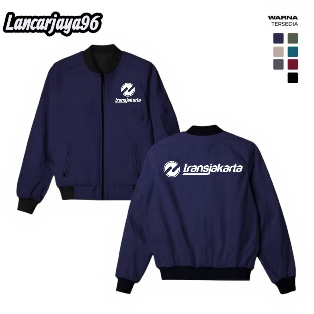 Jaket Bomber Parasut BORDIR Transjakarta/ Jakarta Kota Kolaborasi / Jaket Jakarta Kolaborasi Size S-