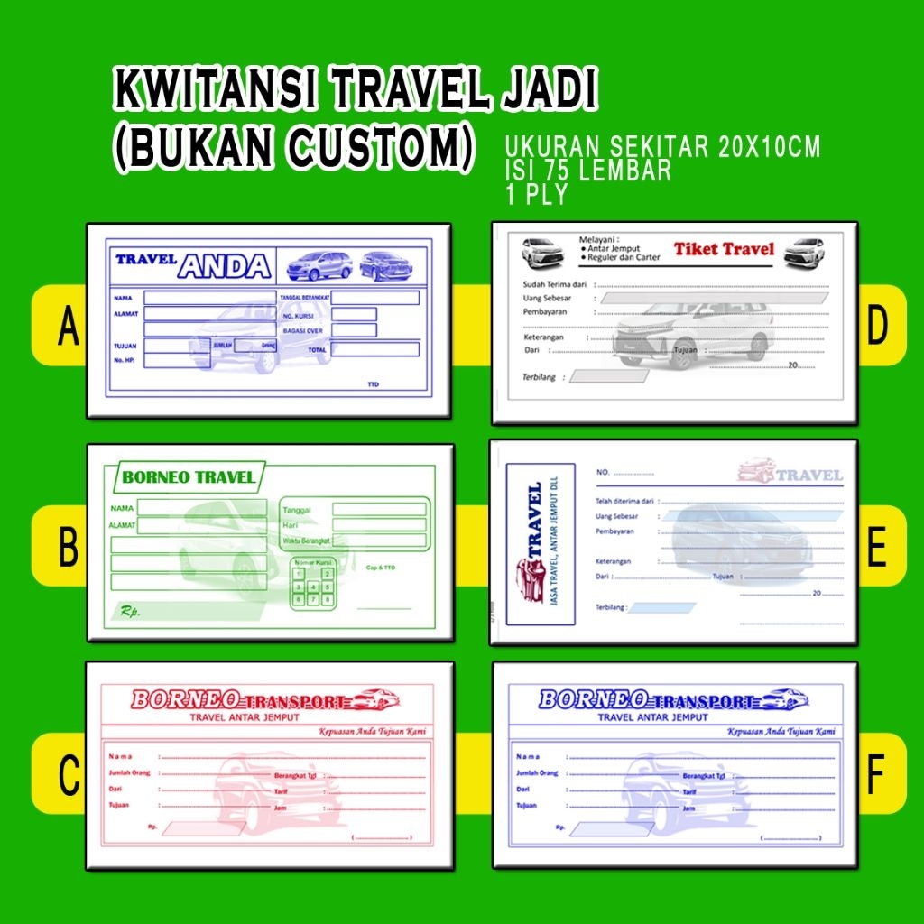 KWITANSI TRAVEL bukan custom (kwitansi jadi)