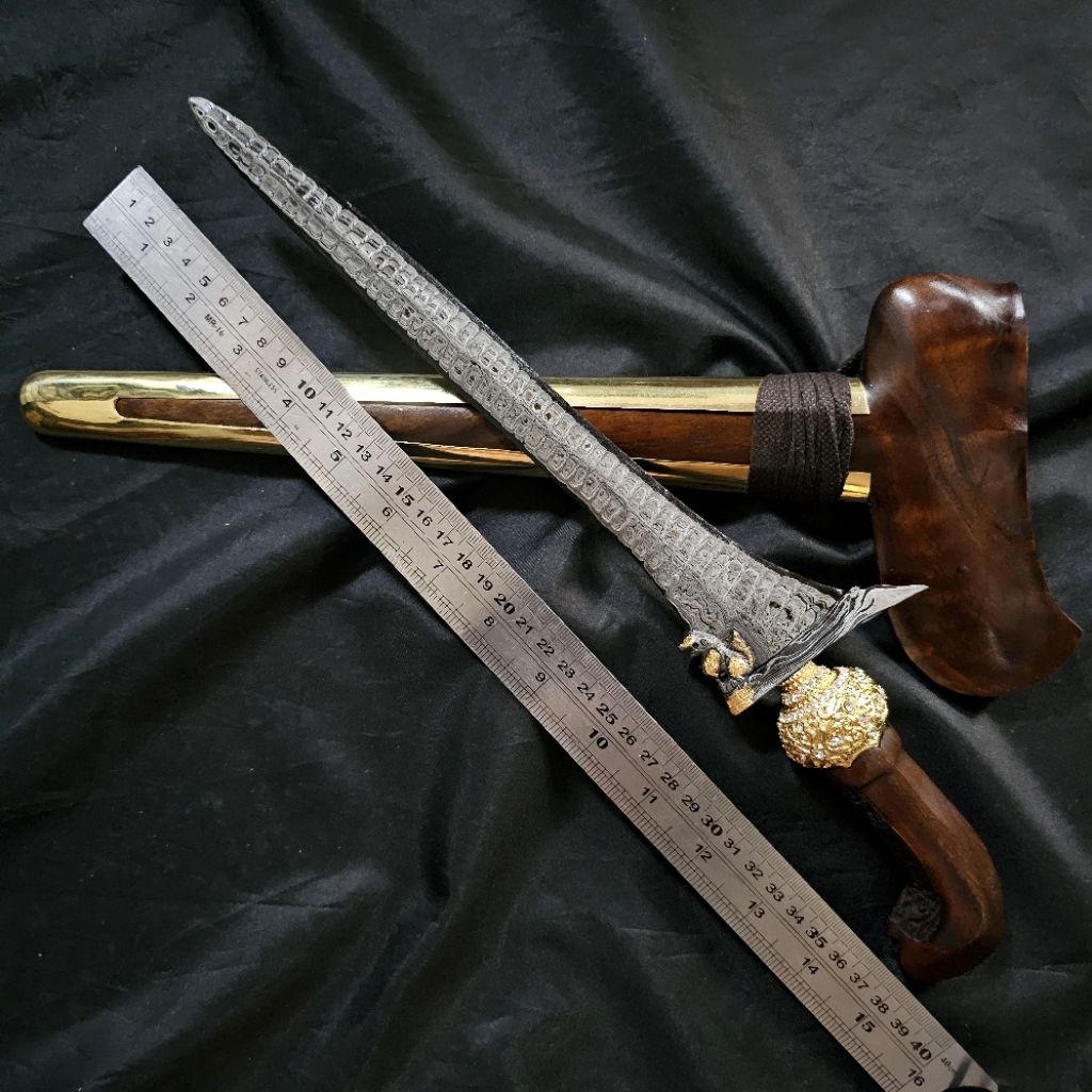 Keris Patrem Singo Kinatah EMAS Pamor Untu Walang
