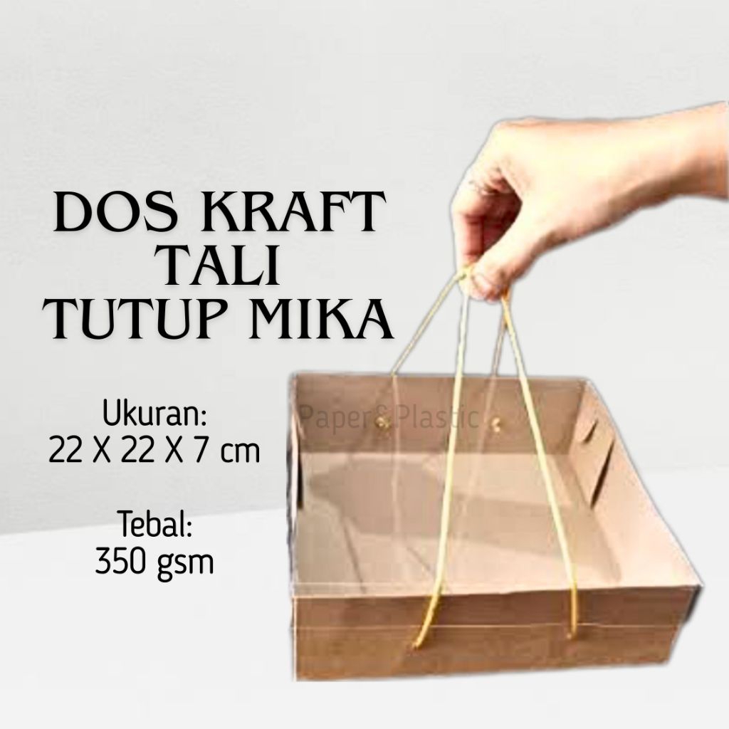 Dus Kraft Mika Tali | Box Mika Tali | 22 X 22 X 7 | Box Kue | Box Hampers