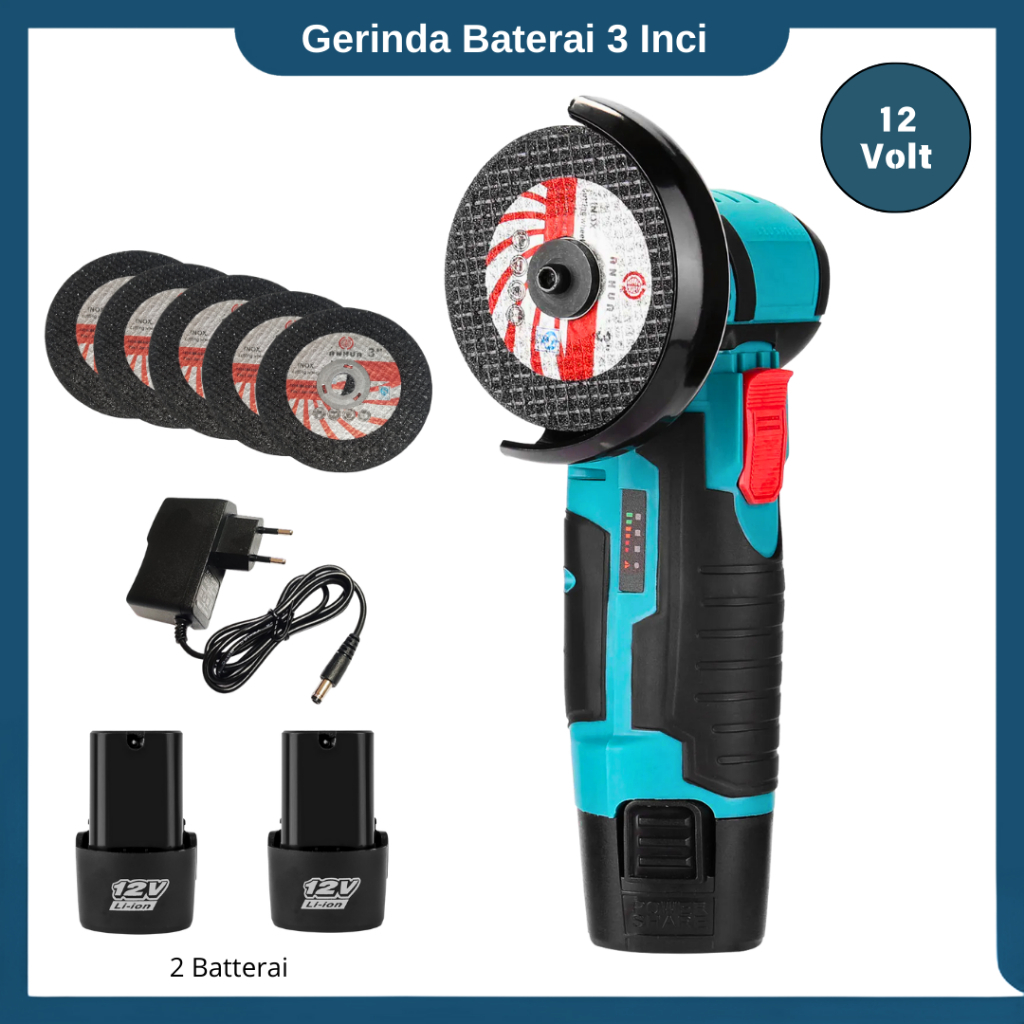 Mesin Gerinda Baterai 12V Listrik 19500rpm Gerinda Sudut Listrik Gerinda Portable Charger