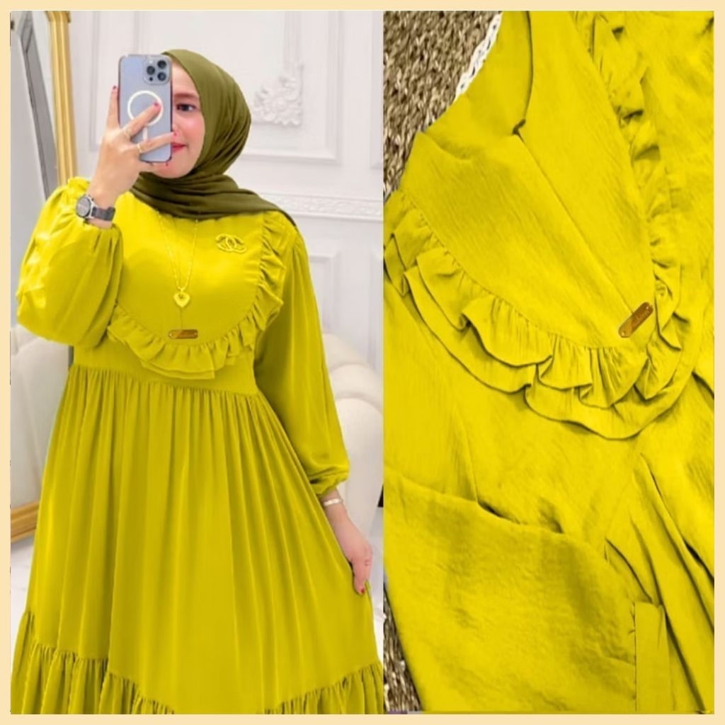 Dress Rempel Susun - Gamis Rempel Jumbo - Abaya Rempel Dada