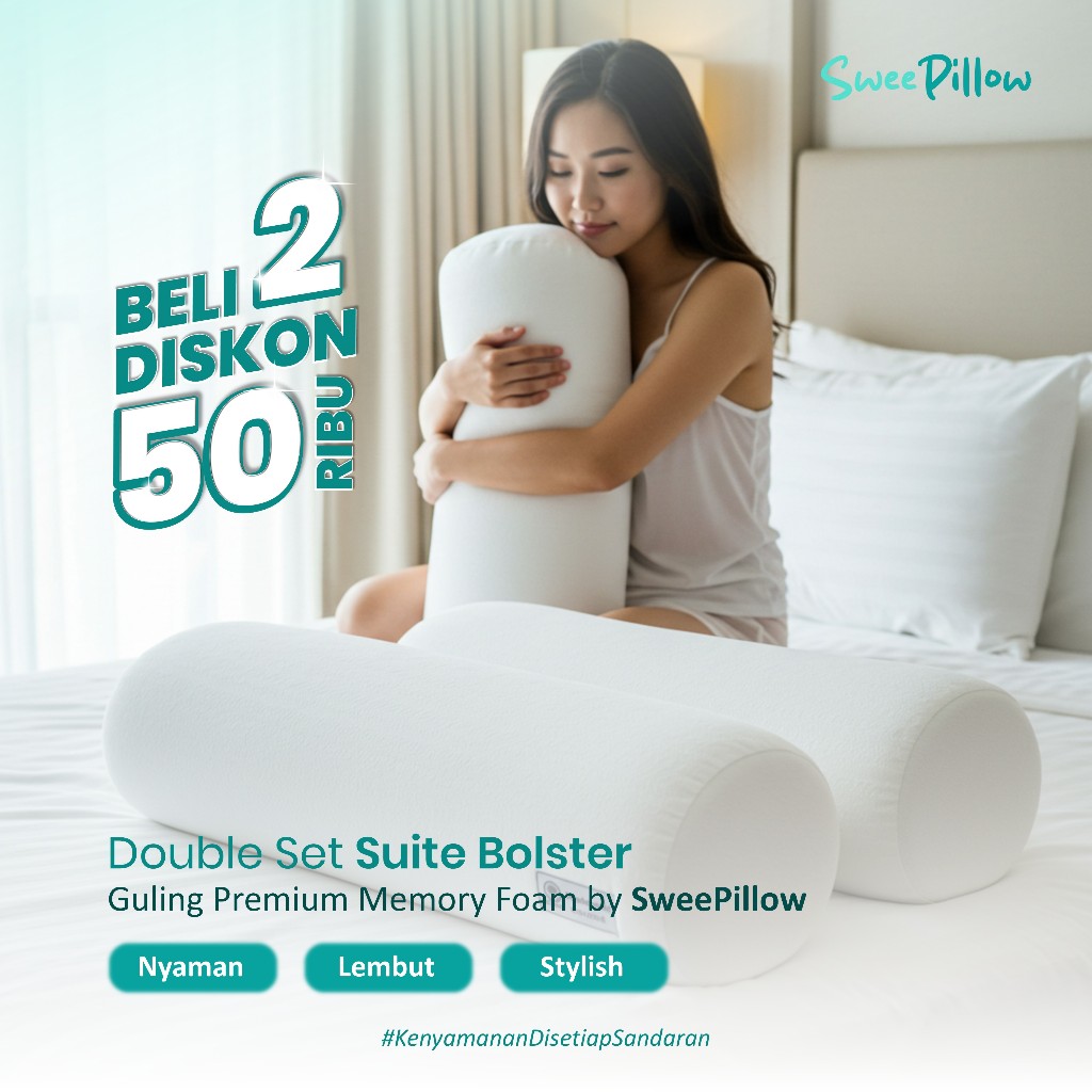 SweePillow Double Set Suite Bolster Guling Hotel Memory Foam Premium 80 x 20 cm | SP-G002