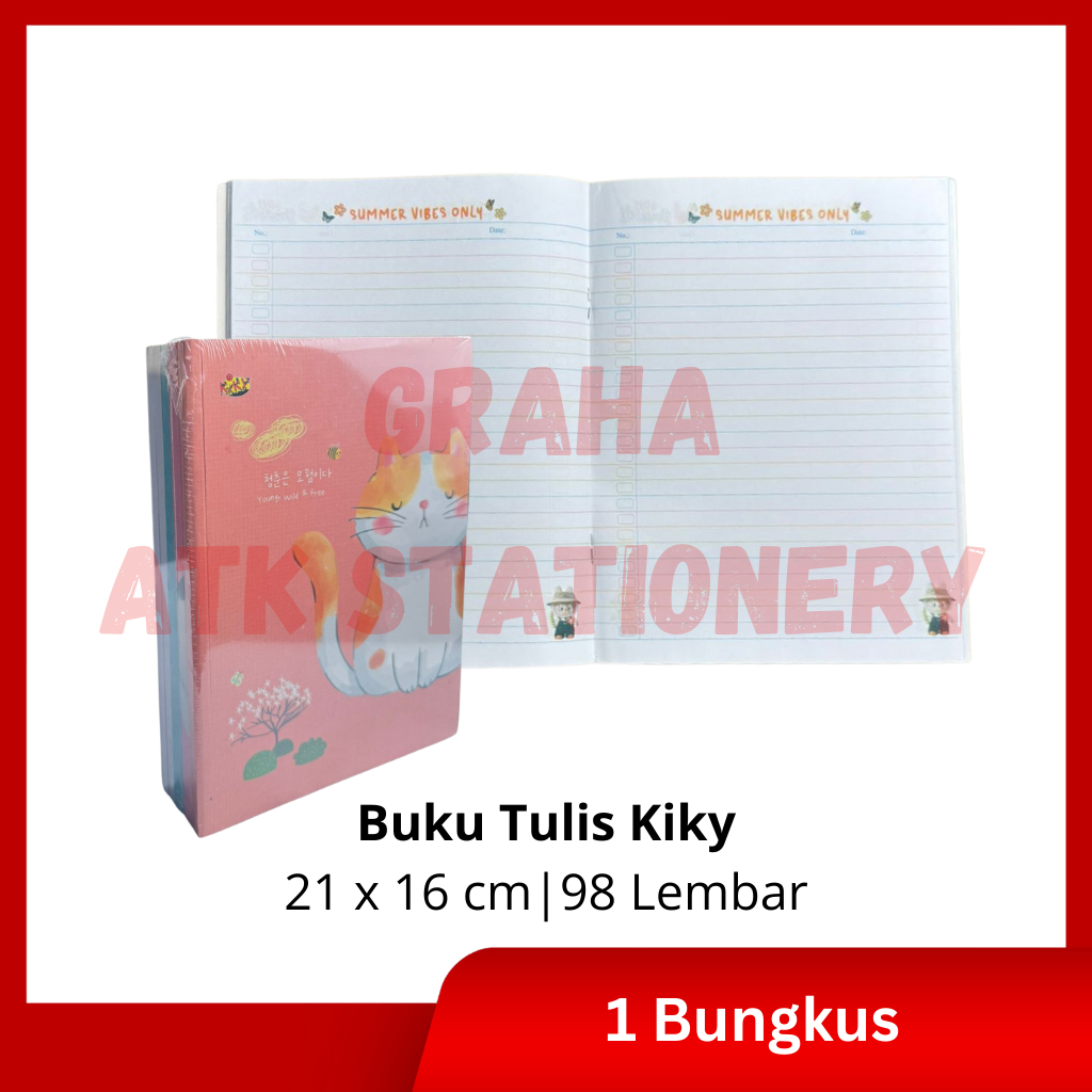 [1 Bungkus] Buku Tulis Kiky 98 Lembar / Buku Tulis Murid Anak Sekolah Kiky 98 Lembar