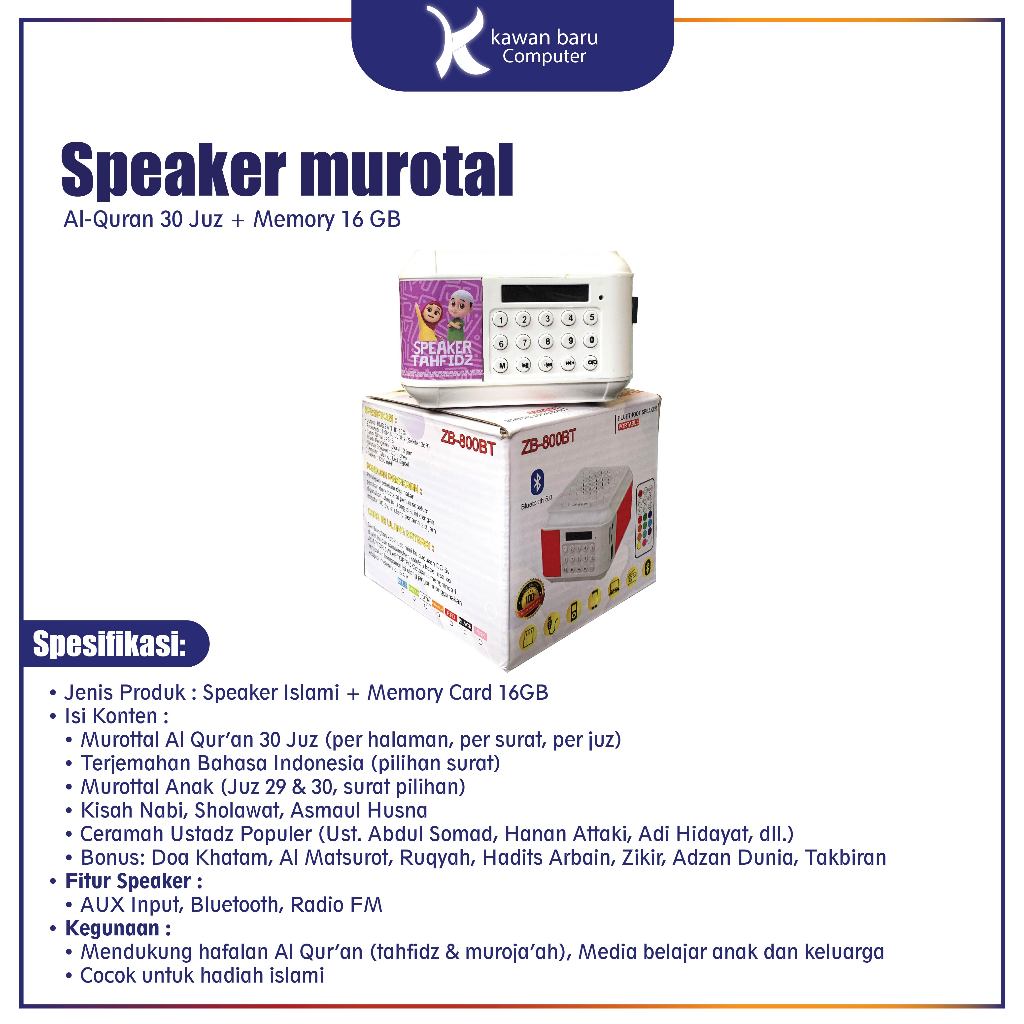 Speaker Murotal/ Speker Murottal Al Quran 16 GB 30 JUZ NUSA RARA
