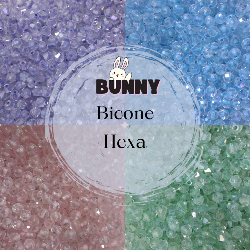 15g - Bicone - Hexa - Glass Beads - 4mm