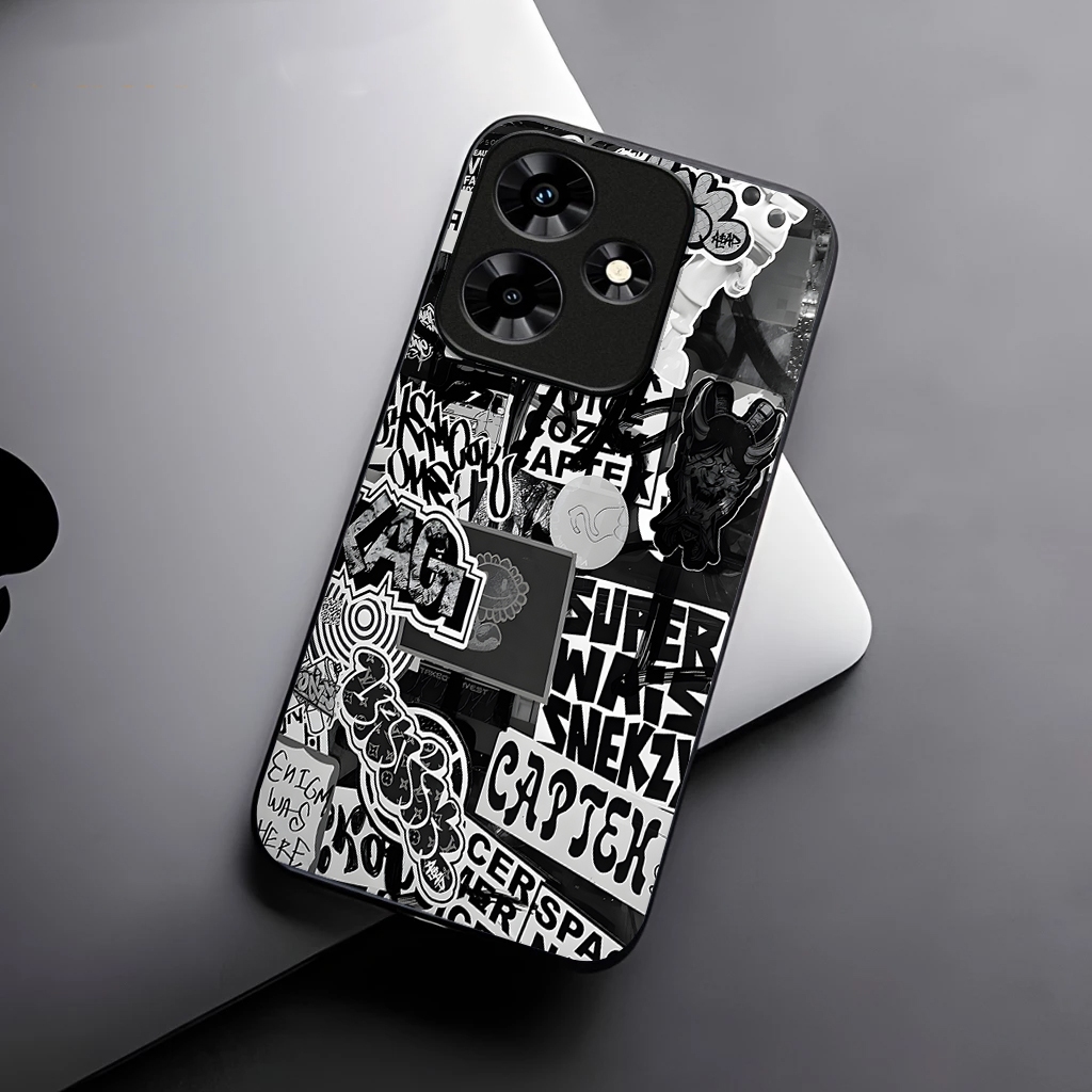 Softcase glossy kilau INFINIX HOT 30/30 PRO /motif AESTHETIC HITAM case/sofcase/soft case/casing/cas