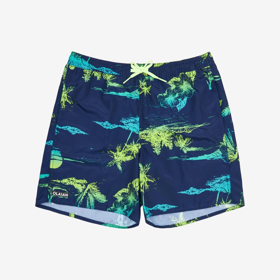 Decathlon OLAIAN Celana Pendek Selancar Anak Laki-Laki 100 - Motif Pulau Biru Tua - 8916321