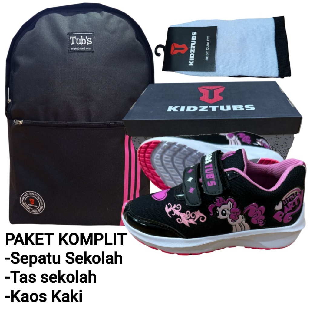 KIDZTUBS Sepatu Sekolah Anak Paket Komplit Sepatu Sekolah + Tas Sekolah + Kaos Kaki TUBS1700200925