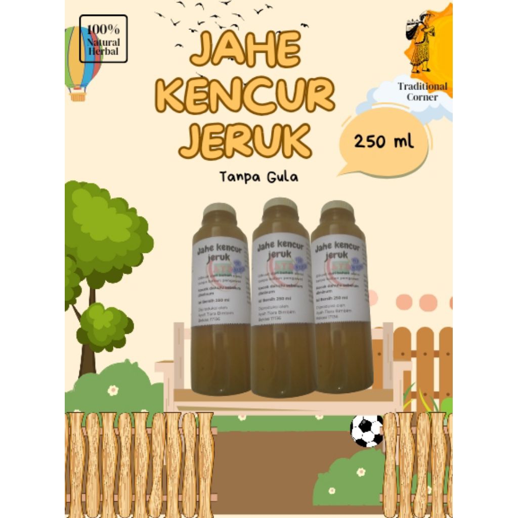 

Jahe Merah Kencur Jeruk nipis kemasan 250 ml Tanpa Gula.