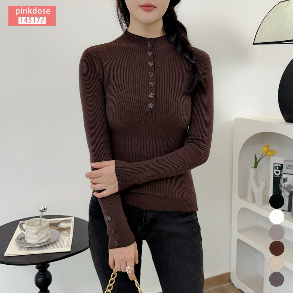 MANSET RAJUT TURTLENECK KANCING / ATASAN RAJUT INNER KANCING WANITA