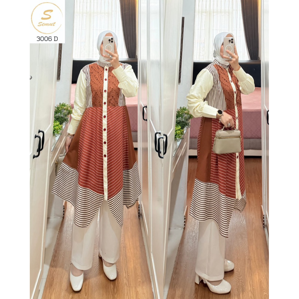 Tunik katun kombinasi brukat BY semut original