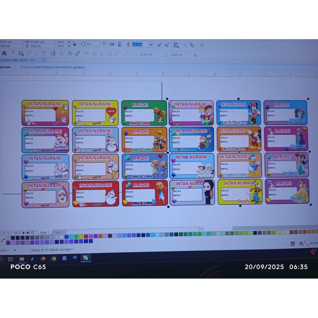Stiker Label Buku Nama Custom | Nama Anak / Kelas / Mapel | Bisa Request Desain