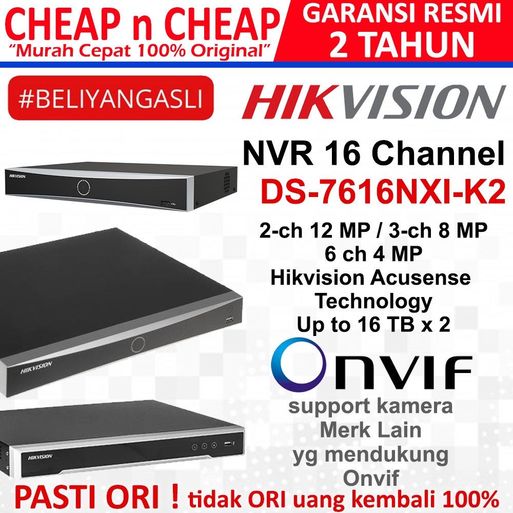 NVR Hikvision 16 Channel DS-7616NXI-K2 - NVR Hik Vision 4CH 8CH 16CH