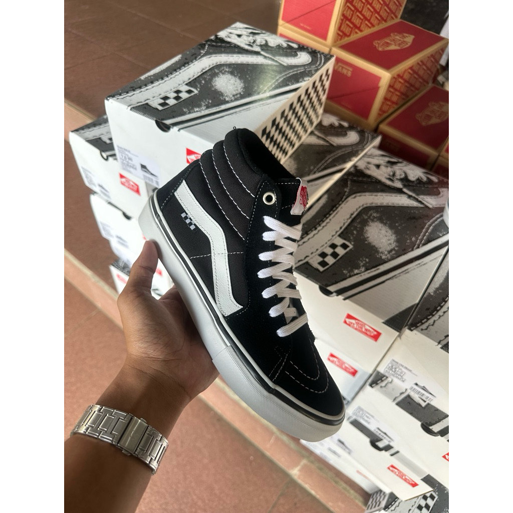V*NS SKATEBOARDING PRO SK8-HIGH BLACK WHITE ORIGINAL