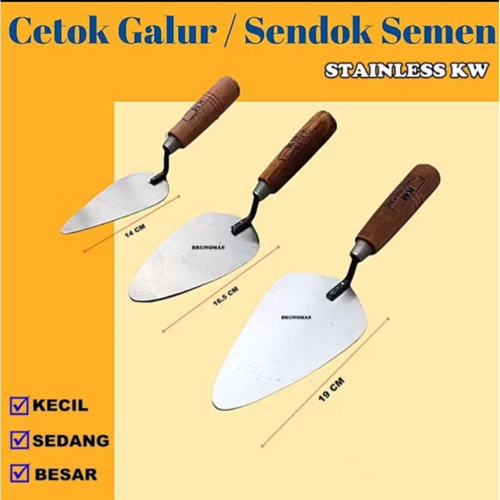 Cetok Semen Sendok Galur semen Cetok tukang bangunan - Promo Cetok Galur Stainless siap pakai