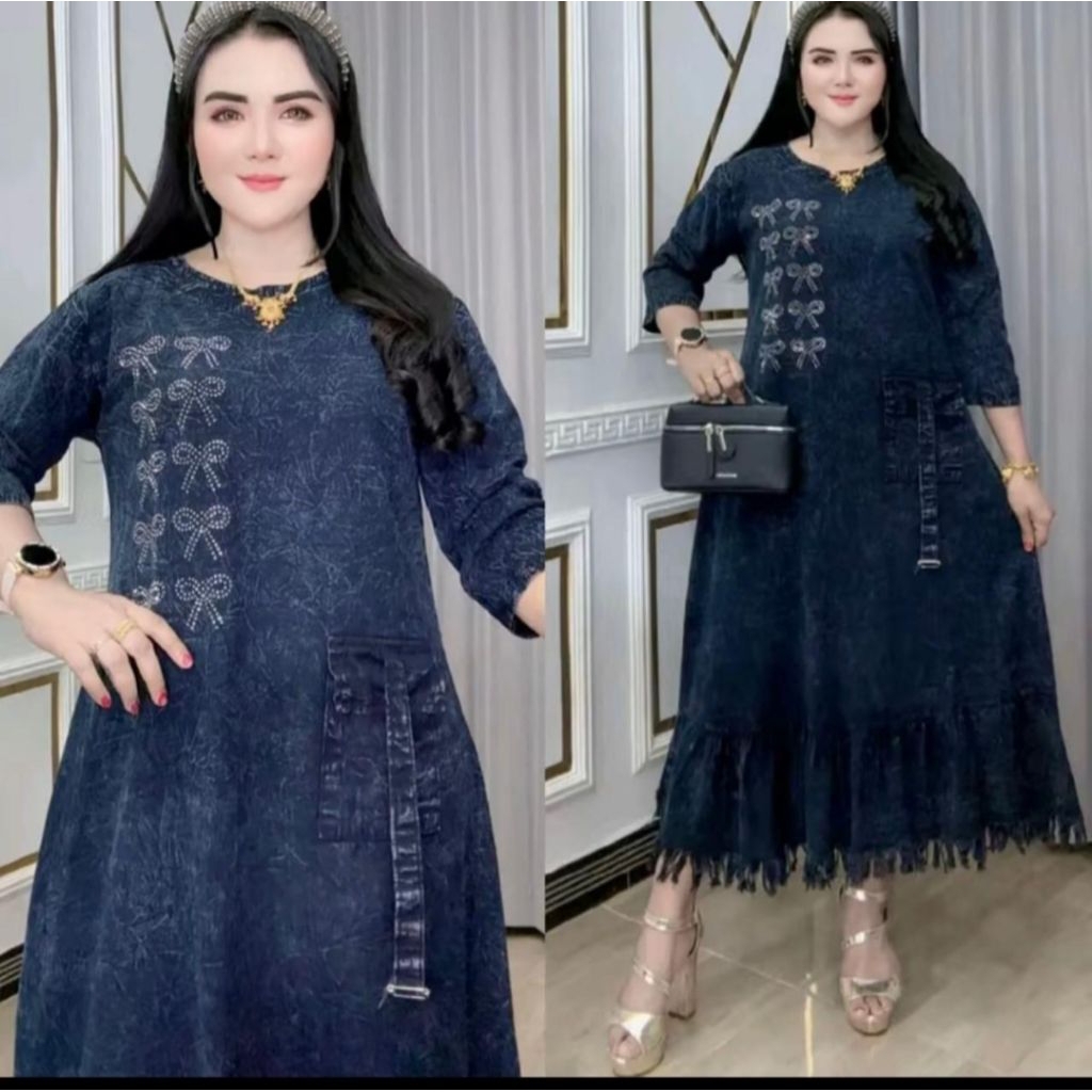 MIDI dress Jeans pita denim#midi jeans denim#viral