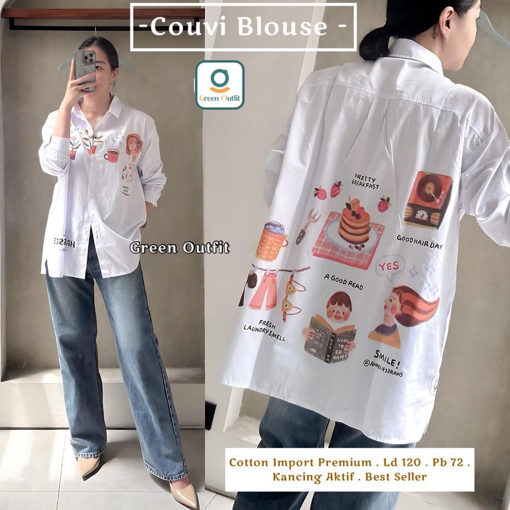 KEMEJA WANITA LENGAN PANJANG TERBARU BAJU ATASAN WANITA BLOUSE KATUN IMPORT JUMBO LD 120 ATASAN BIG 