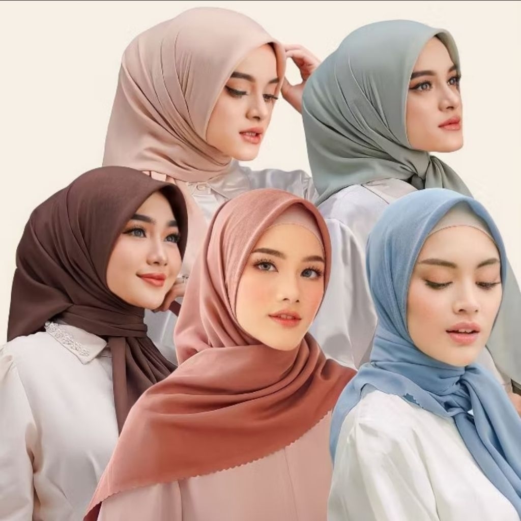 HIJAB SEGIEMPAT POLOS VOAL DAN SHINAR GLAMOUR GLITER LASERCUT