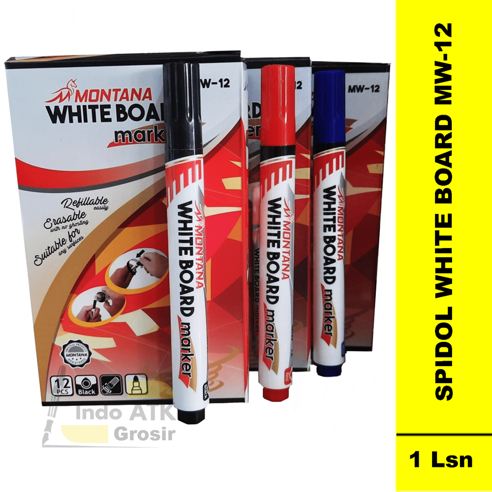 

1 Pak Spidol MONTANA WHITE BOARD MW-12 Isi 12 Pcs / whiteboard Marker / Spidol Non Permanent