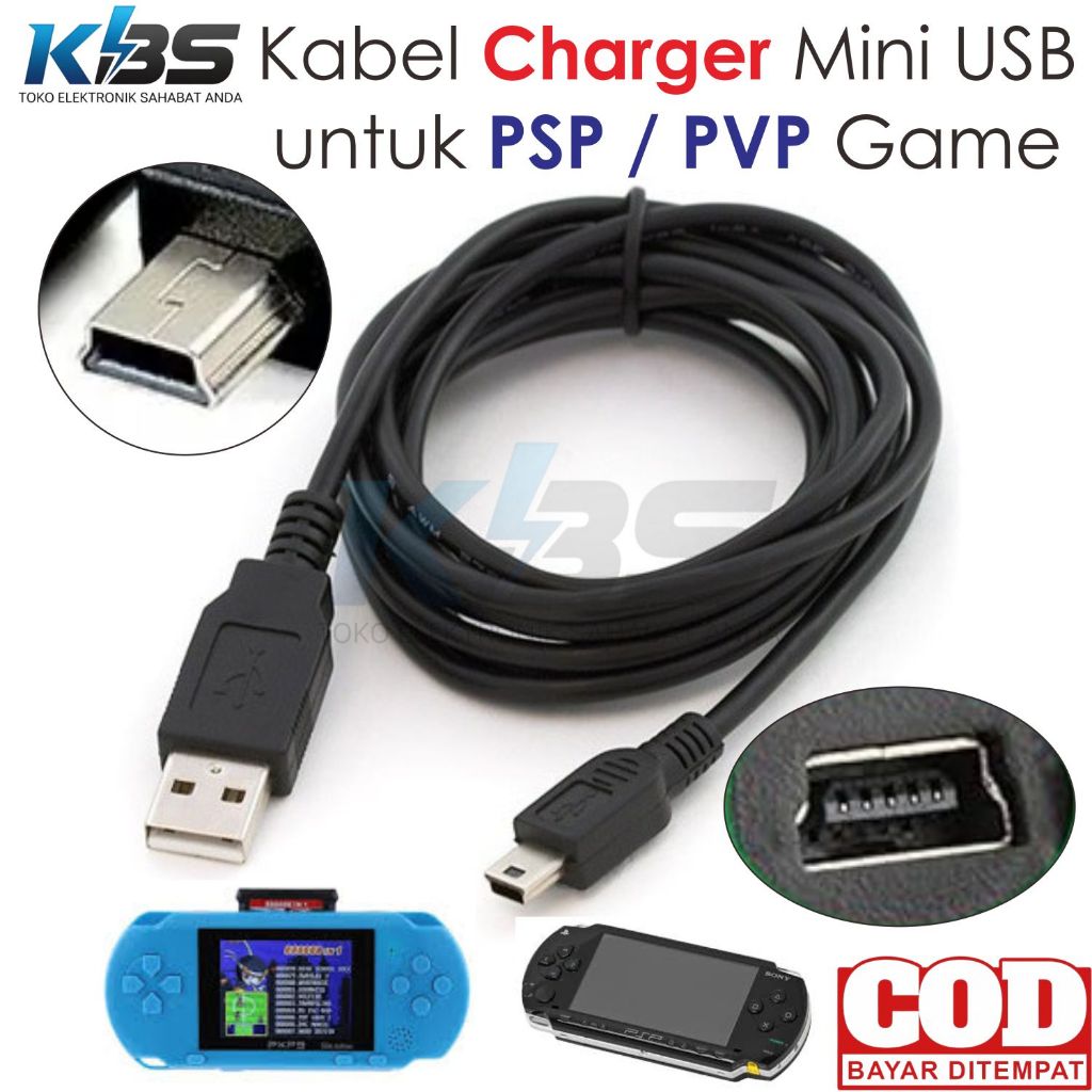 Kabel Charger Mini USB Type A Buat Carger PSP Game Jadul Casan PVP PXP Gaming Lama Colokan Cas Ces