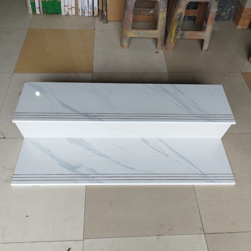 Pijakan tangga granit putih corak double bevel