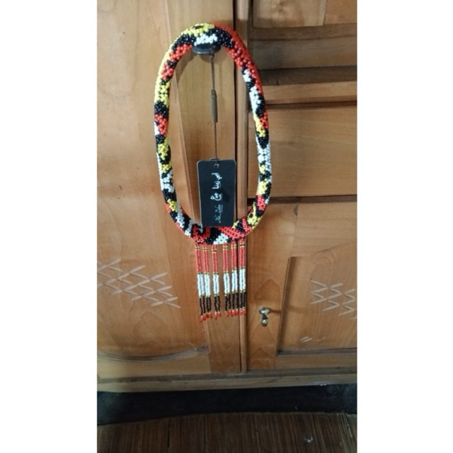 Topi Dayak Bulat Manik Motif Polos Rumbai Etnik Borneo Kalimantan | Topi Dayak | Topi Bulat | Topi E