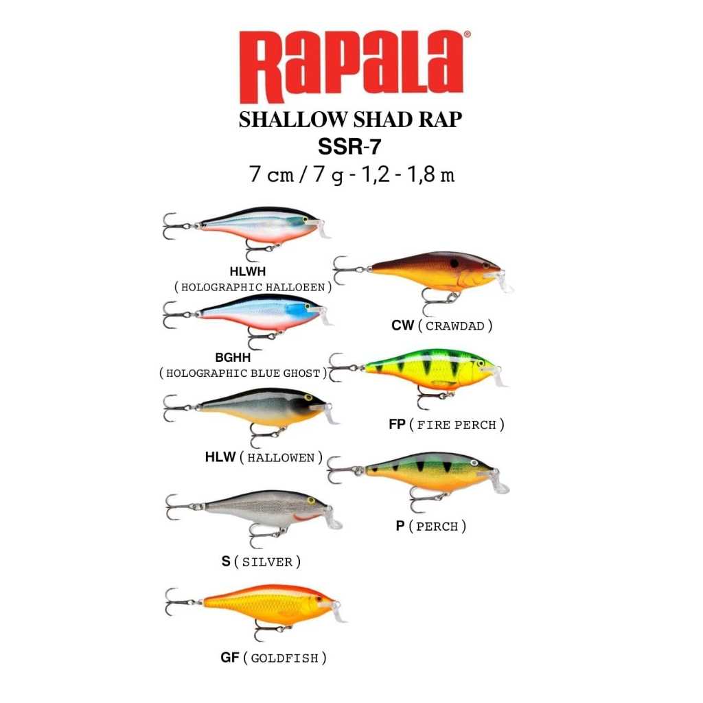 LURE / UMPAN RAPALA SHAD RAP SHALLOW RUNNER / SSR-07