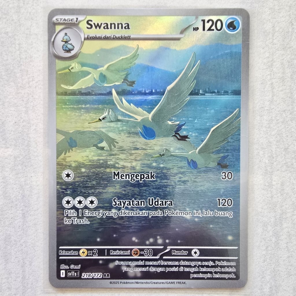 Swanna AR Seri Hitam Putih sv11s 218/172 - Kartu Pokemon TCG Indonesia