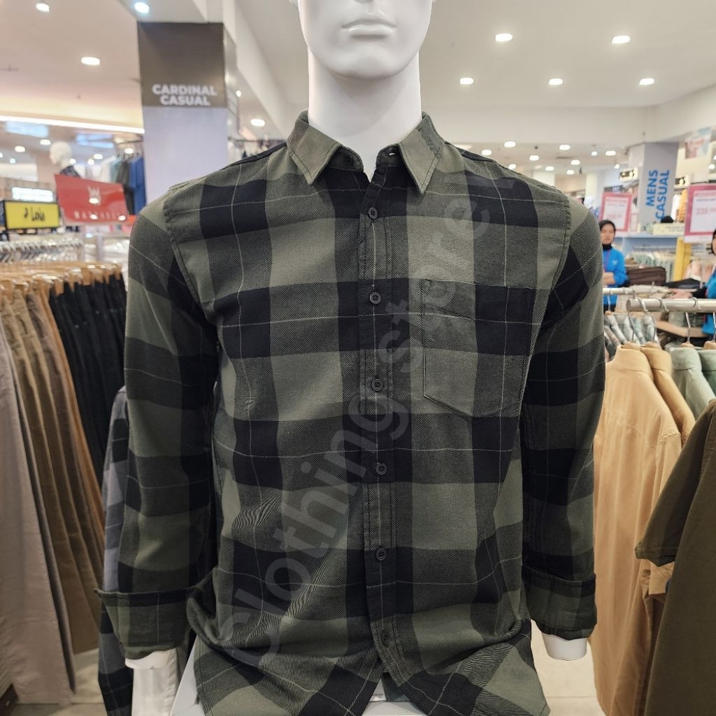 GABRIELLE ORIGINAL kemeja flanel pria lengan panjang hijau 3221342901861