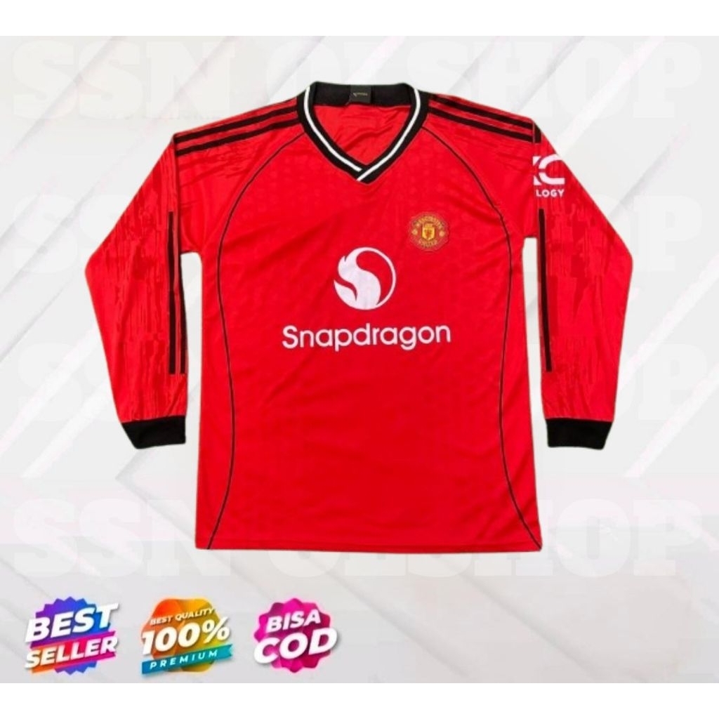 jersey MU manchester united terbaru home merah lengan panjang 2025 baju bola manchester united terba