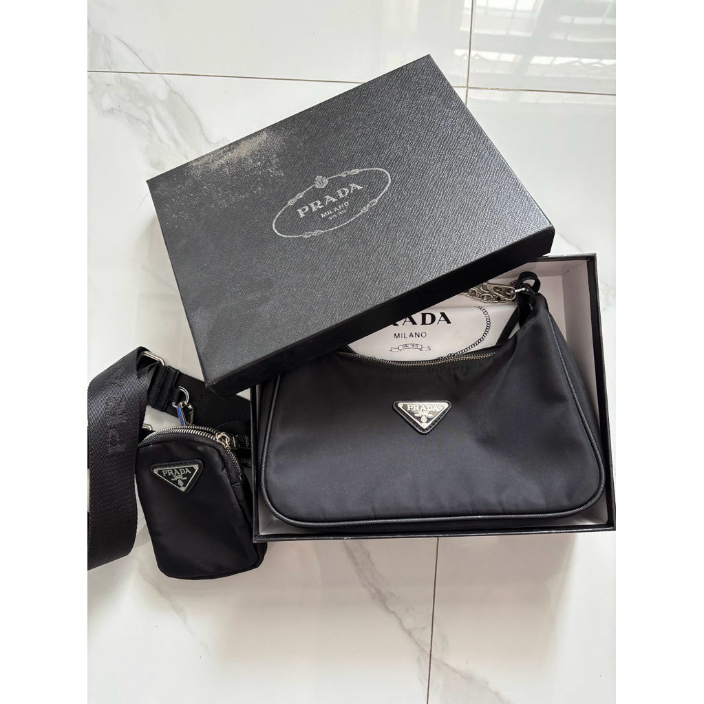 Prada nylon shoulder bag mirror