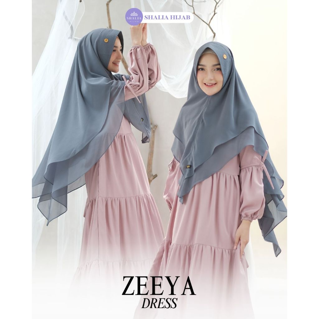 Shalia Hijab - Zeeya Gamis syari set khimar terbaru dress Lebaran wanita kombinasi Dewasa Premium