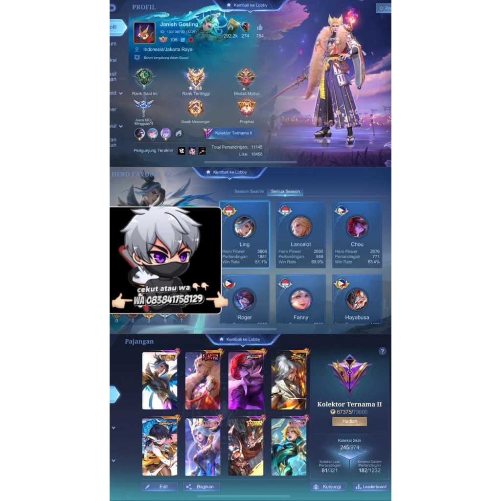 Sedia akun ml.murah terbaru