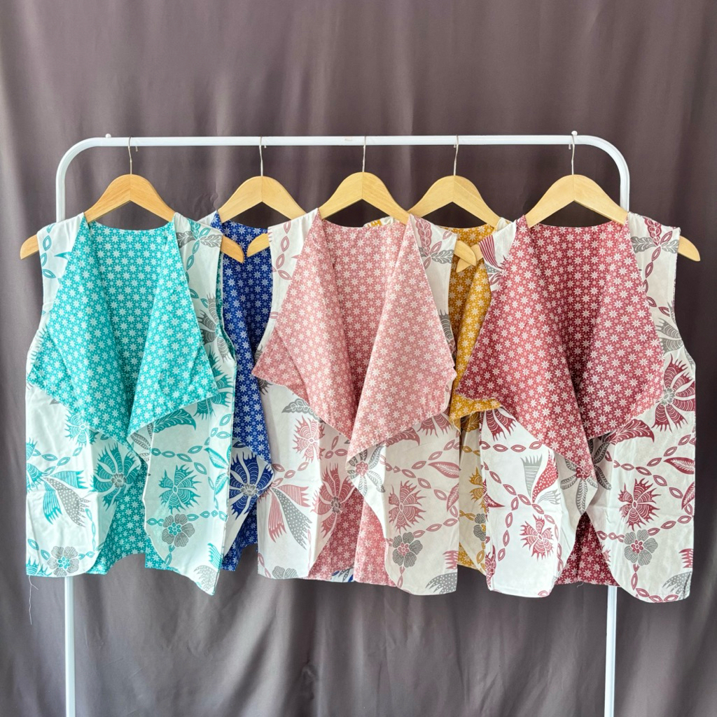 OUTER/LUARAN/OUTER PANJANG/OUTWEAR BATIK TANPA LENGAN KINAYA MOTIF BOLAK BALIK ALL