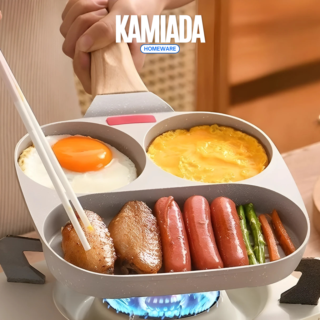 [Q2] Wajan Omelette Cetakan Telur Sekat 3 1817 | Teflon Anti Lengket Size 18CM