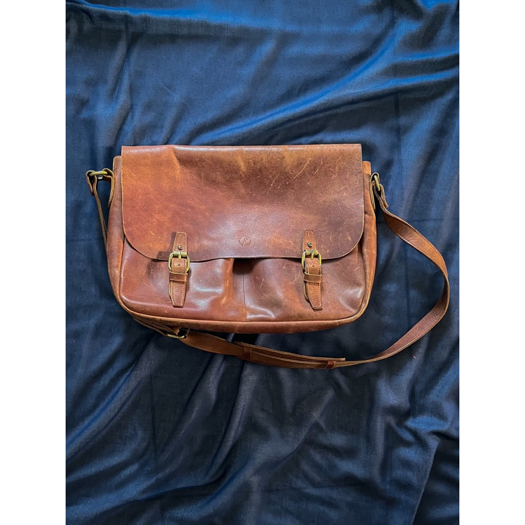 Tas Selempang Kulit Asli Unisex - Postman Bag (Preloved)