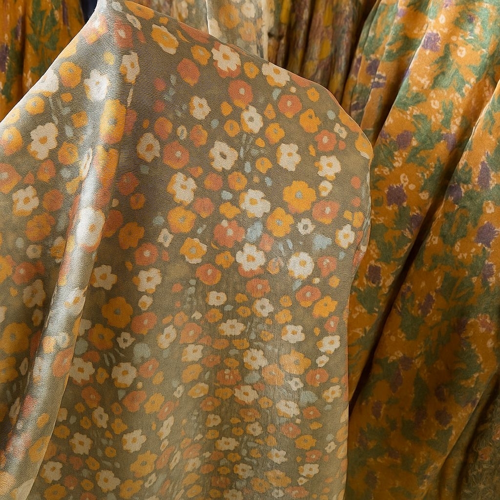 kain katun silky motif bunga kecil premium / bahan katun silky motif bunga kecil premium