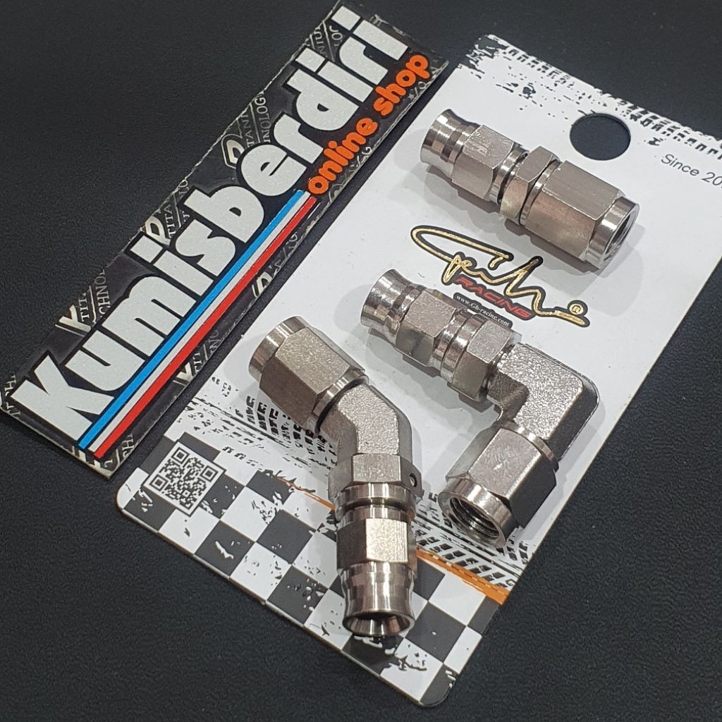Sambungan selang rem fitting stainless 0 45 90 derajat selang to drat original vietnam