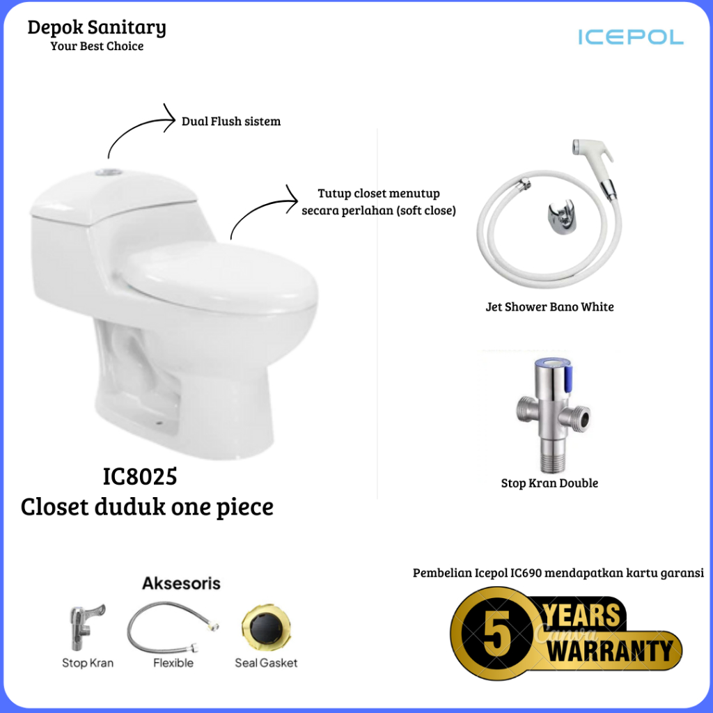 Closet Duduk Icepol  Kloset Duduk Toilet Duduk IC 8025